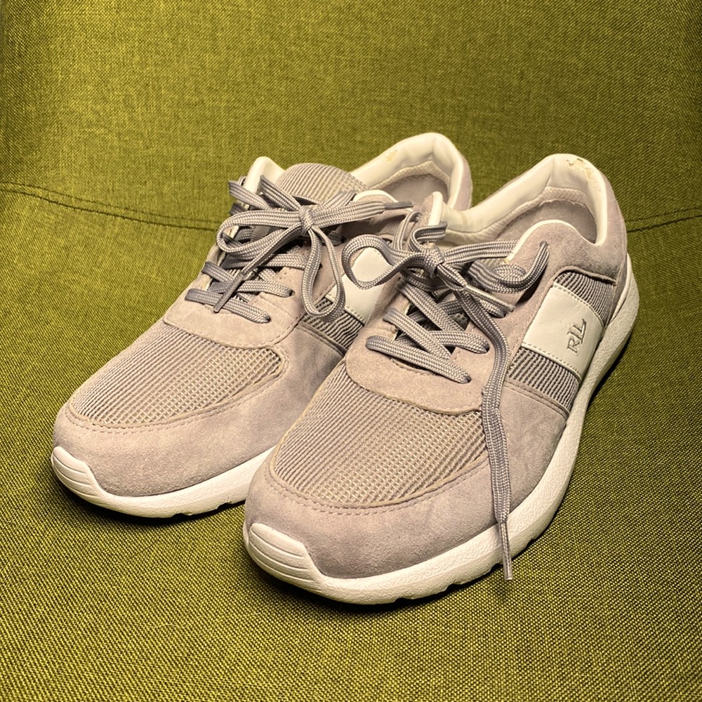 Grey and White 8.5 Women’s Ralph Lauren Sneakers New in Box